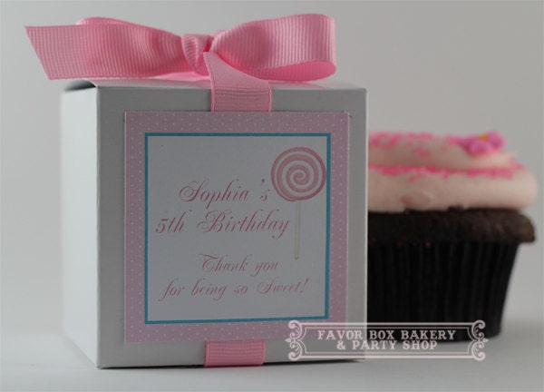 SWEET PINK LOLLIPOP...One Dozen Personalized Cupcake Mix Party Favors