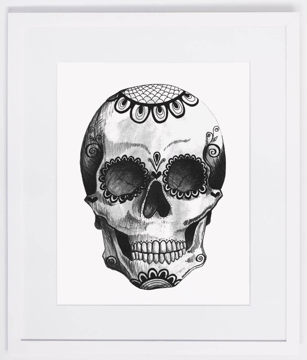 NZFINCH A4 day of the dead mexican skull, dia de los muertos, digital print of original artwork