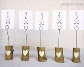Wooden Table Number Holders - Set of 5 - Wedding Decoration - Place Card Holders - Buffet Food Label Holders