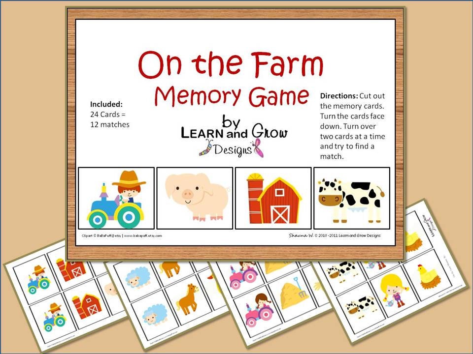 On the Farm Memory Game