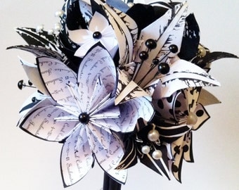 Origami Flowers & Lilies Wedding Bouquet- A personalized, one of a kind, non traditional, alternative, wedding bouquet