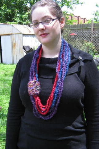Chain Cowl Scarf, necklace, neckwarmer, Ruby, Saphire and Amethyst