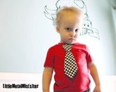 Rockabilly / Punk Rock Tie Shirt. Black and White Checkered Tie, toddler tee for Rocker / Greaser toddler or baby boy tee clothes 12 months
