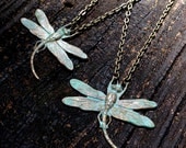 Limited Edition: Realistic Brass Dragonfly Pendant Necklace with Natural Patina