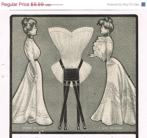 SALE Antique Garter Belt Advertisement, Original Paper Ephemera, Vintage Women's Underwear Ad, Pantyhose Supporter, FULL PAGE, 1901 - YesterdaysSilhouette