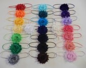You Pick 6 - Shabby Chic Rose Headband or Clip Set - 54 colors to choose from - Infant Headband - Newborn Headband - Children's Headband