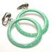 Light, Bright Mint Green Enamel Dangling Hoop Earrings, Boho, Hippie, 1960s -- 0515