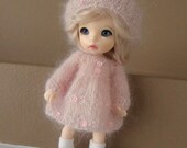 Pastel Pink Kidsilk Knitted Dress and Beret for Lati Yellow and Pukifee