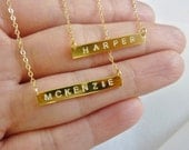 gold initial bar necklace-gold bar initial necklace-gold initial necklace-initial necklace-nameplate necklace-personalized gold bar necklace