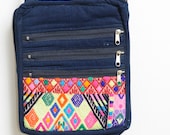 Vintage 80s/90s Bright Colored Tribal Aztec Design Shoulder Bag/ Purse With Zipper Pouches From Guatemala