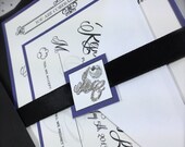 Simply Glamorous Sparkly Satin Calligraphy Wedding Invitations