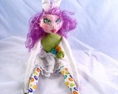 Easter Bunny Cloth Art Doll - Jelly Bean in Spring Colors