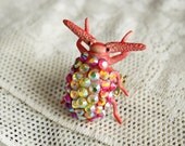 Decora Rhinestone Horn Beetle Ring