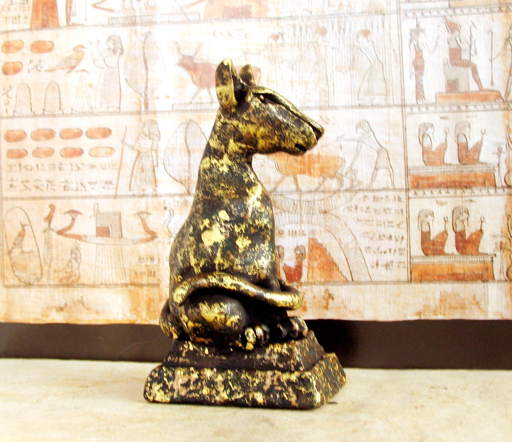 The Goddess Bast - Full Animal Form - Kemetic Altar Votive Statue - Handmade Egyptian Cat Figurine