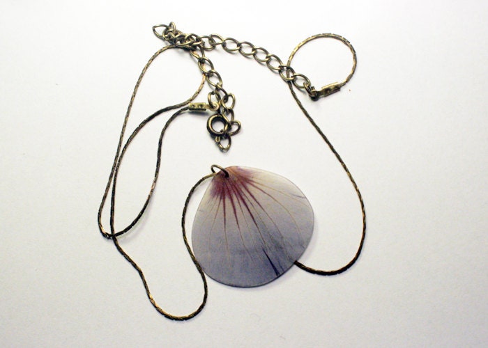 Blue Hibiscus Necklace - real petal necklace - Shrub althea (Hibiscus syriacus) - small
