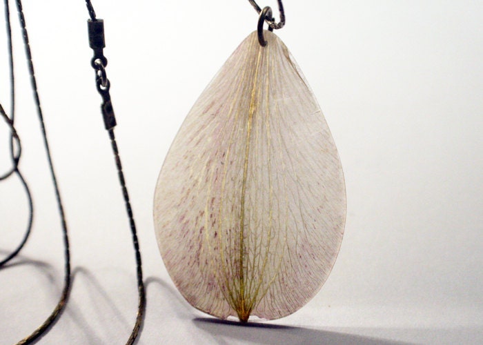 Flower Petal Necklace - Real Lily of the Incas - transparent pink- Handmade Jewelry with Real Flowers - summer jewelry