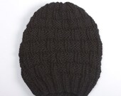 STONE MAXI Black Hand Knit Wool Beanie