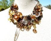 Statement Necklace, Pearls, Topaz, Vintage Repurposed Jewelry by Dabchick Vintage Gems on Etsy
