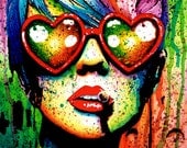Art Print Punk Rock Pop Art Rainbow Splatter Portrait - Electric Wasteland by Carissa Rose 8x10