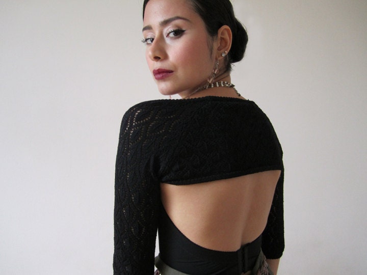 Black Crocheted Bolero (S)