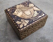 Two Fish Box - Pyrography
