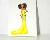 Fashion Art, African American Painting, ACEO of Solange in Rachel Roy