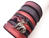 Silk Ribbon Wrap Bracelet with Lucky Elephant Charm,yoga jewelry,wrapped, wrapping, wrap around,wrist wrap