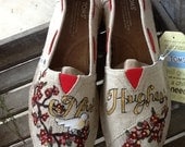 Custom hand painted TOMS, Wedding lovebirds