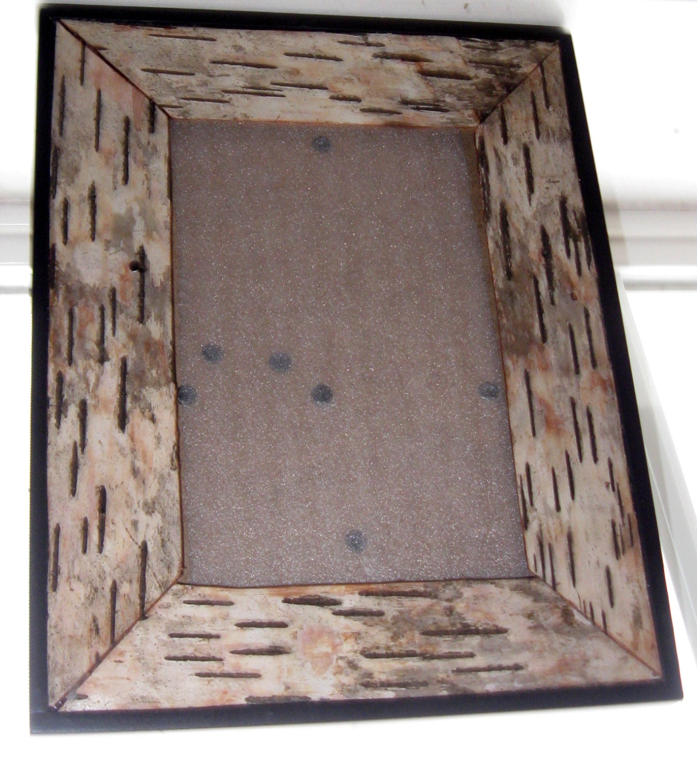 Birch Bark  Lined Black Picture Frame -  5"x7"