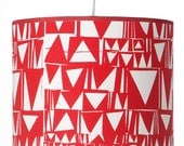 Hand screenprinted cotton "Trinary" Drum lampshade suitable for UK standard fitting lamps 9" dia x 7" high