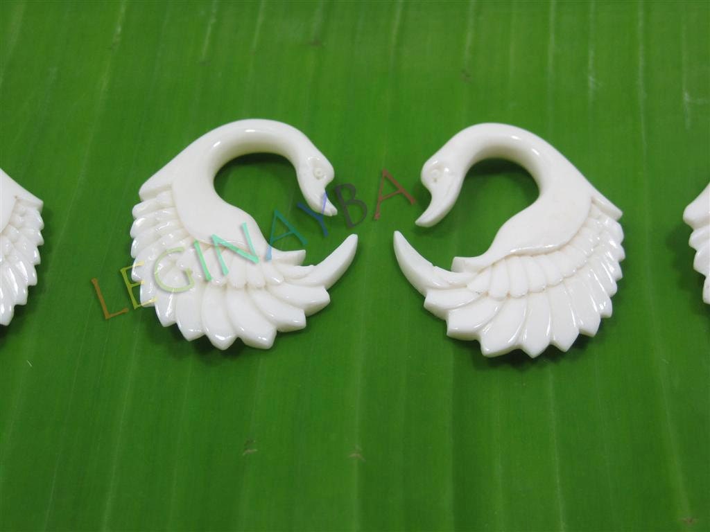 gauge swan bone tribal earrings