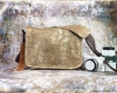 Leather Camera Bag - Gold Leaves Mirrorless Compact Camera System Video Bag - In Stock
