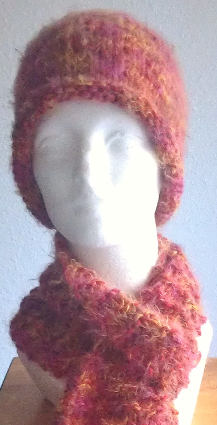 Hand Knit Berry Colored Hat