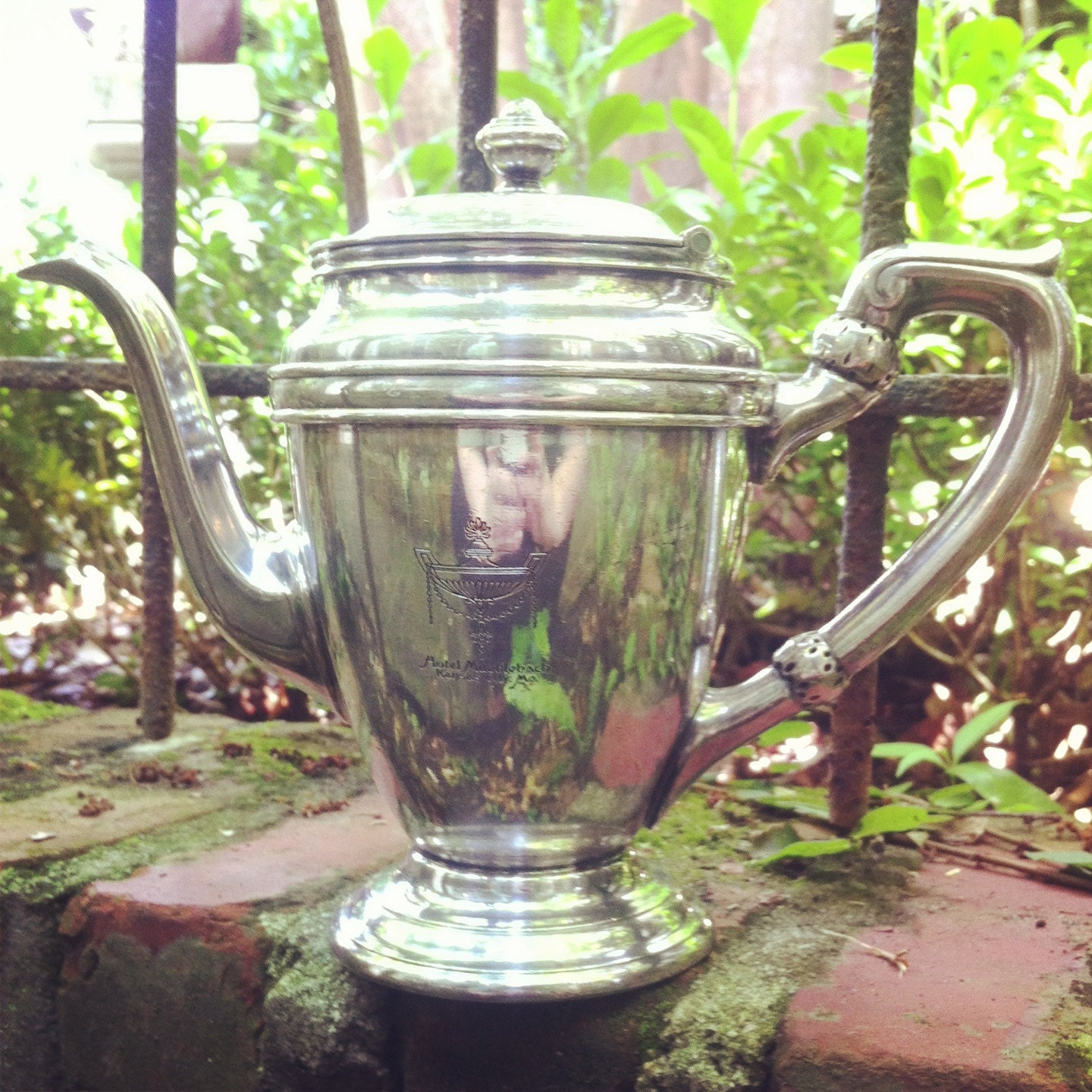 Vintage 1951 Silver Plate Teapot from The Muehlebach Hotel in Kansas City MO