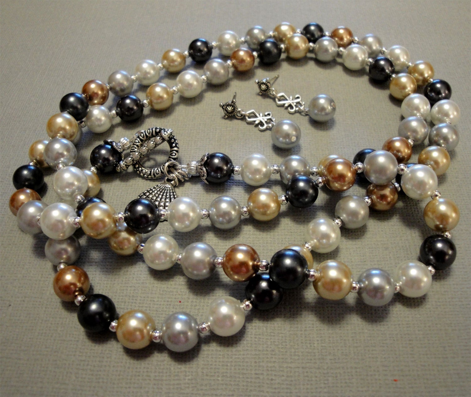 Multi Colored Pearls Necklace Set with Earrings for the Mother of the Bride and perfect for everyday fashions too - long necklaces