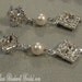 Diamond Elegant Bridal Earrings - Long Swarovski Pearl and Rhinestone Dangle in a pretty diamond shape with matching posts wedding earrings