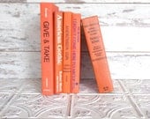 Orange Instant Library Book Collection by Color Vintage Decorative Books Photography Props Orange Books