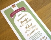 Modern Vineyard Wedding Invitation - 'Wine Bottle' Design - One Sample