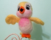 Felted Yellow Canary with Clip