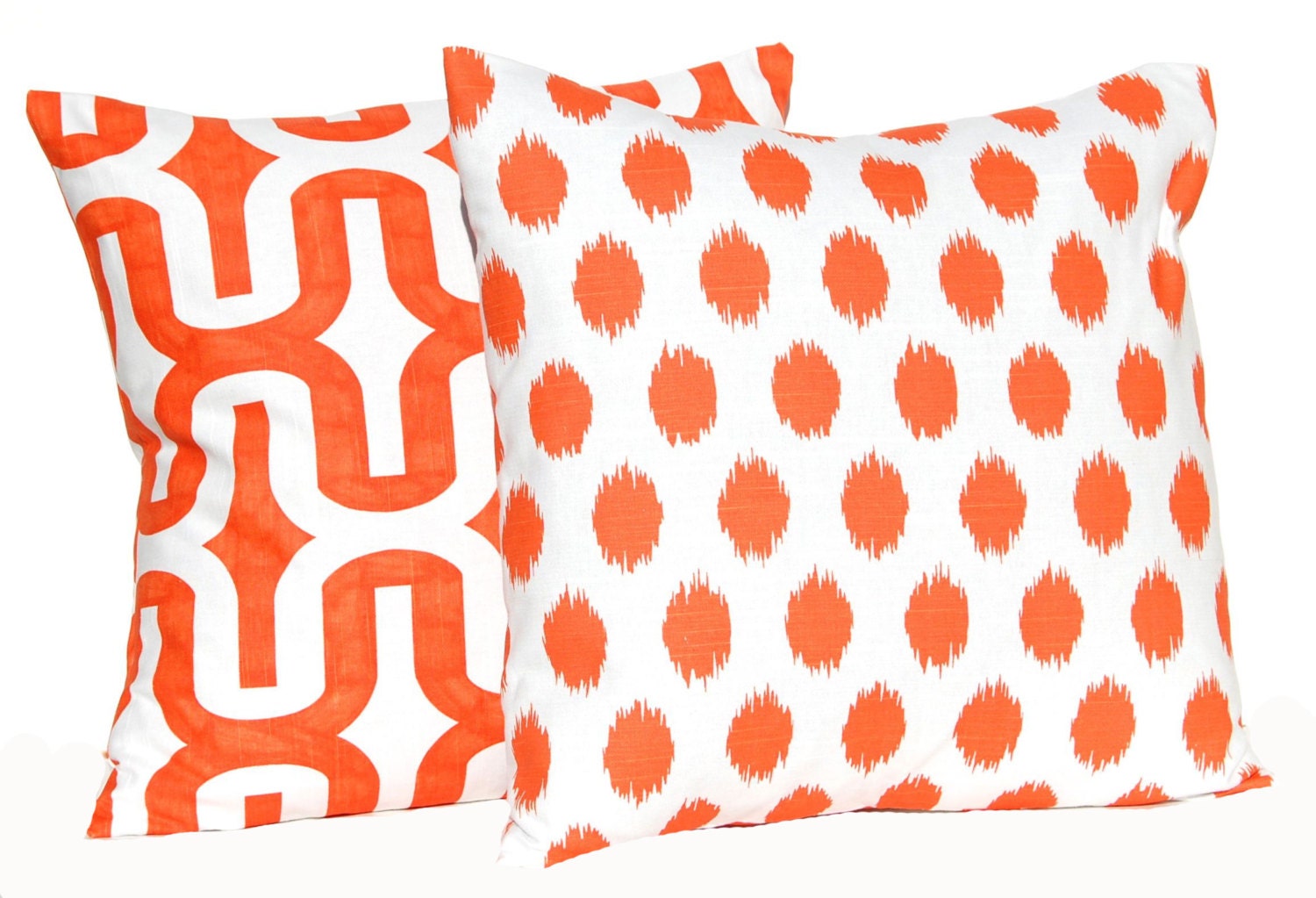 MEMORIAL DAY SALE Decorative Throw Pillow Covers New 16 x 16 Bright Orange Pillows Embrace and Dots by Premier Prints