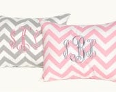 Monogrammed Pillow Baby Girl Pillow Monogrammed Gift Nursery Chevron Pillow Cover 12 x 16 Personalized Kids Baby Shower Gift