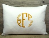 MEMORIAL DAY SALE Monogrammed Pillow White and Gold Decorative Throw Pillow Cover Modern Deco Font Personalized Home Decor 12 x 16 Baby Gif