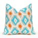 MEMORIAL DAY SALE Euro Shams 24 x 24 Throw Pillow Covers Turquoise, Orange and Gray on Natural Cushion Covers Decorative Pillows