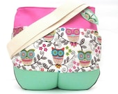 MINT GREEN / owl handbag / pink tote bag / hot pink crossbody / satchel / vegan leather / bags and purses