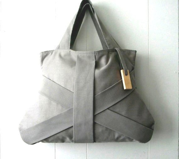 GREY THREE STRAP  / dark grey purse / grey tote bag / grey fashion bag / chic bag / medium grey handbag