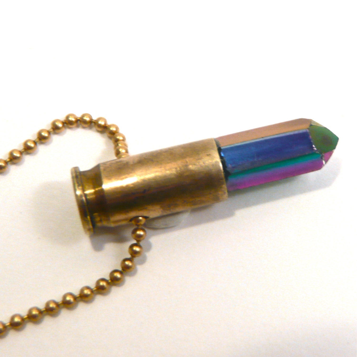 Bullet Crystal Pendant Necklace TITANIUM AURA QUARTZ