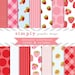 Strawberry Pink & Strawberry Red Instant Download Digital Scrapbook Paper for Personal and Commercial Use by Simply Graphic Design