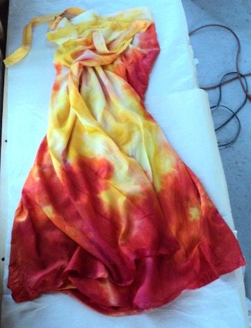 Yellow and Orange Long Wrap Skirt