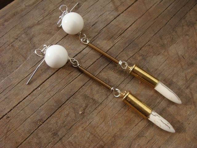 NEW Upcycled Bullet Shell with White Howlite Beads