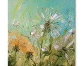 The Dandelions - Original Large Floral Oil Painting on Canvas Palette Knife - by SOLOMOON - gallery fine art ready to hang impasto